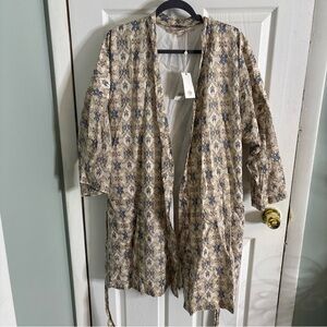Tory Burch Beige and Navy Geometric Print Kimono